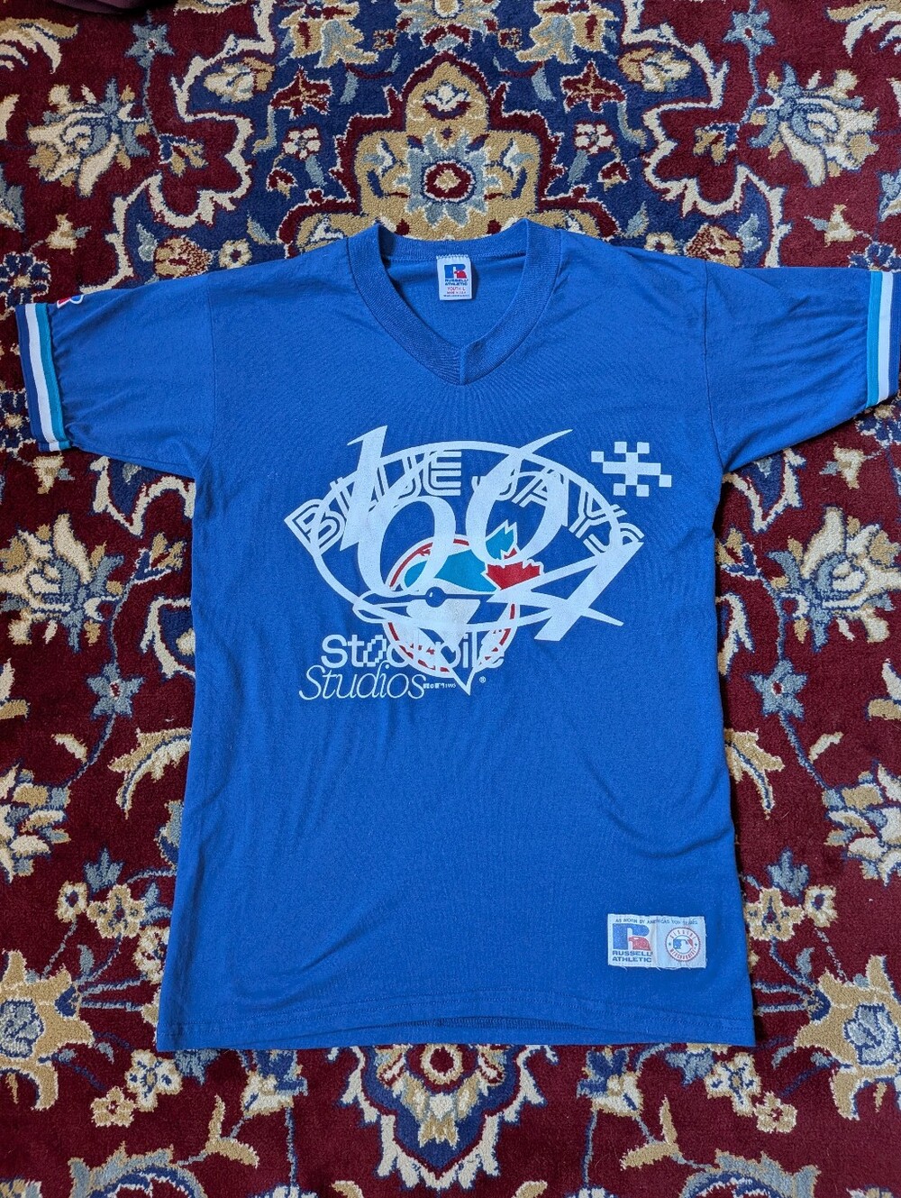 90s Toronto Blue Jays T-Shirt Kronenbourg 1664 Youth Large Baseball MLB Russell